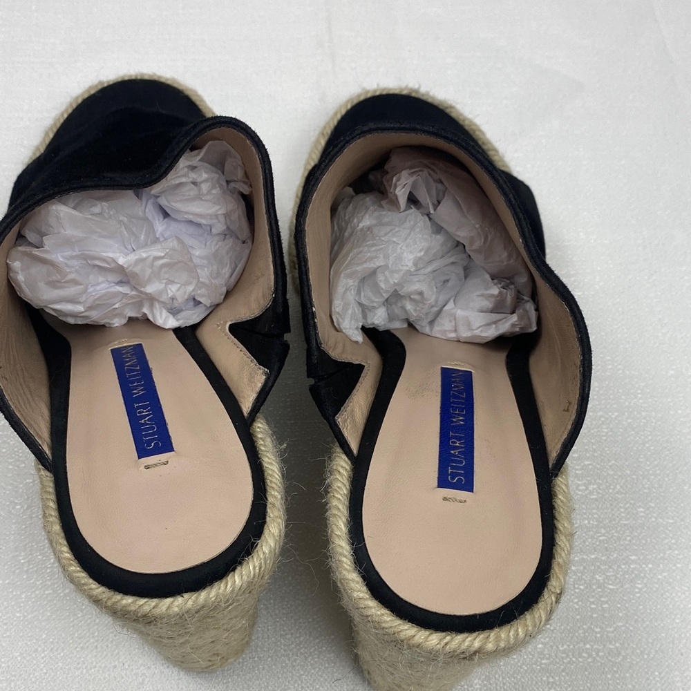 Stuart Weitzman Black Espadrille Wedges Size 7.5 M - Picture 4 of 16